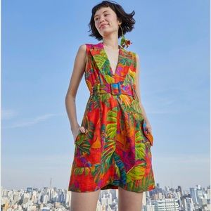 Red Urban Jungle Belted Mini Dress farm rio xs